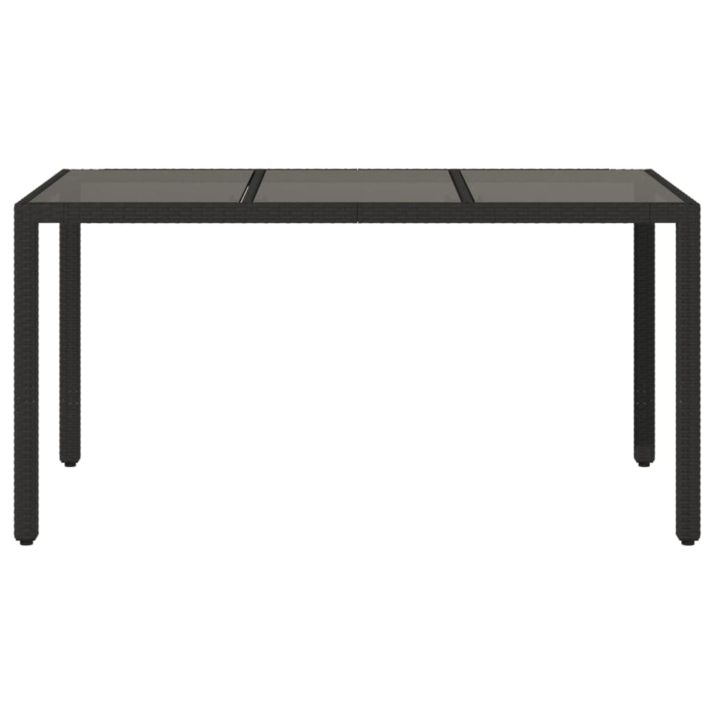 Vrtni stol sa staklenom pločom crni 150x90x75 cm od poliratana