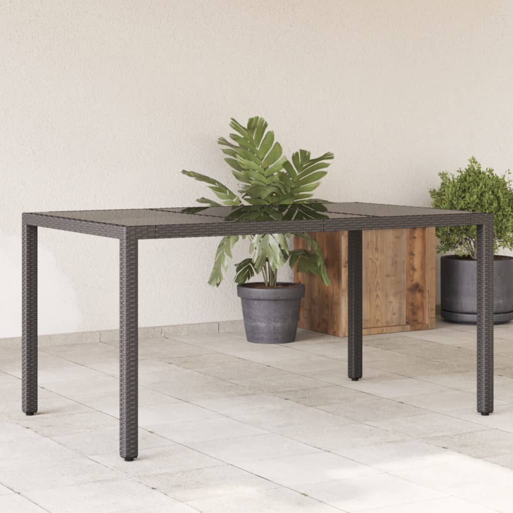Vrtni stol sa staklenom pločom crni 150x90x75 cm od poliratana