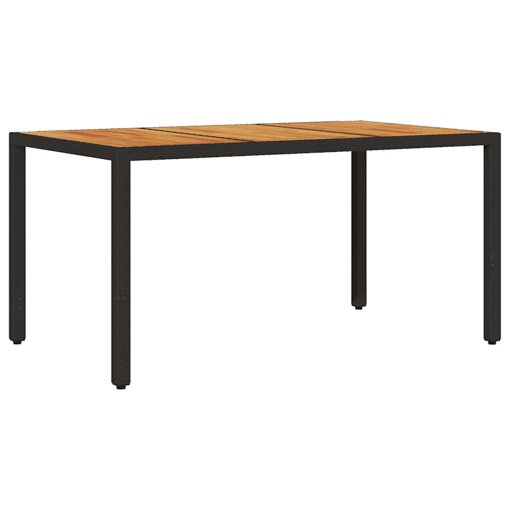 Vrtni stol s pločom od drva bagrema crni 150x90x75cm poliratana