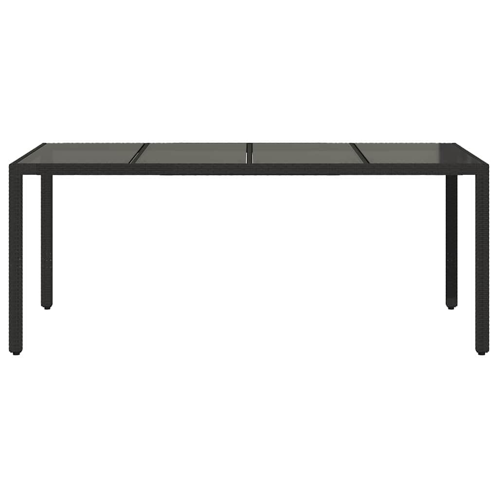 Vrtni stol sa staklenom pločom crni 190x90x75 cm od poliratana