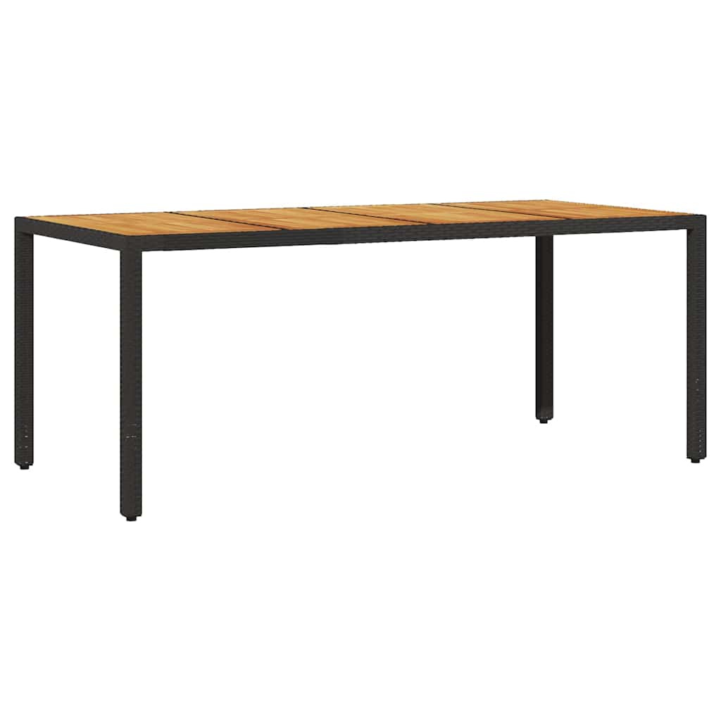 Vrtni stol s pločom od drva bagrema crni 190x90x75cm poliratana