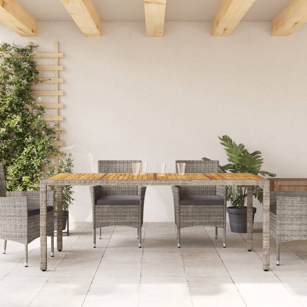 Vrtni stol s pločom od drva bagrema sivi 190x90x75cm poliratana