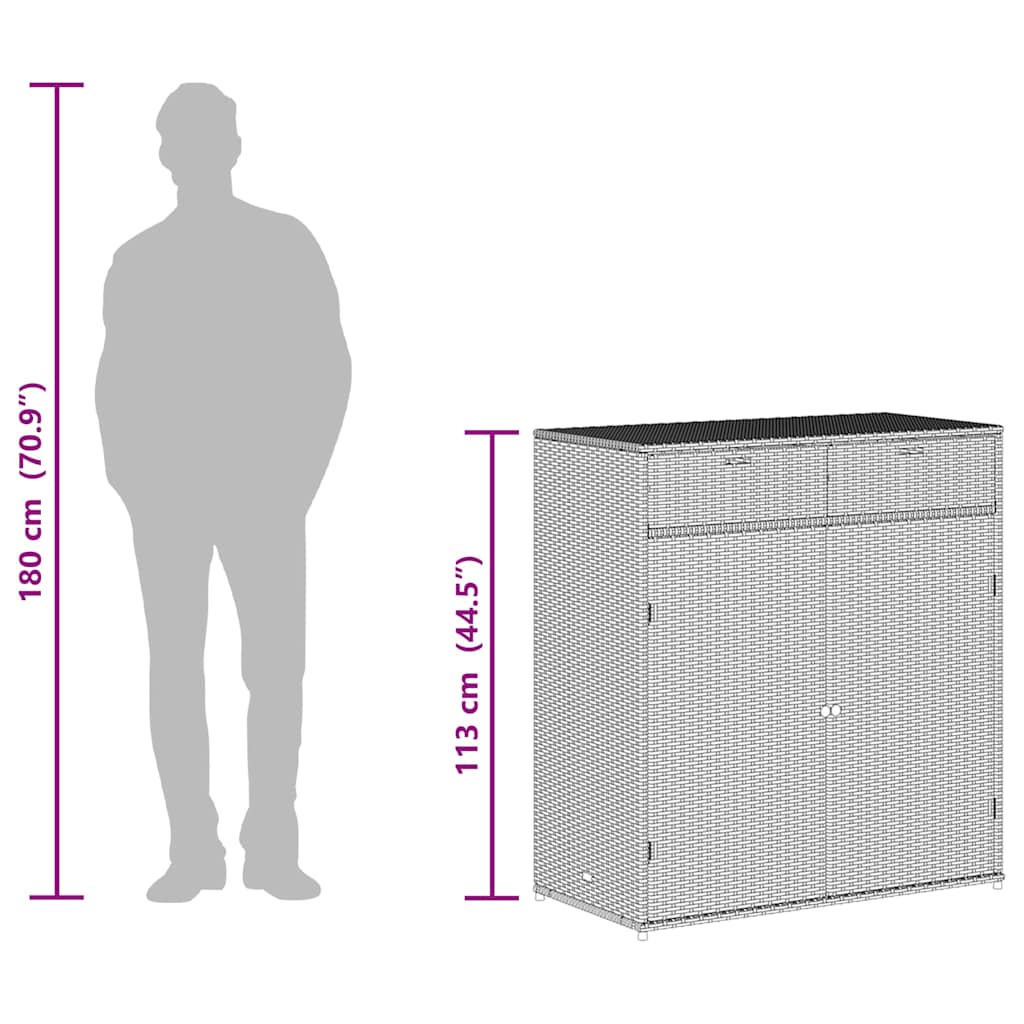 Vrtni ormarić za pohranu sivi 105 x 55 x 113 cm od poliratana