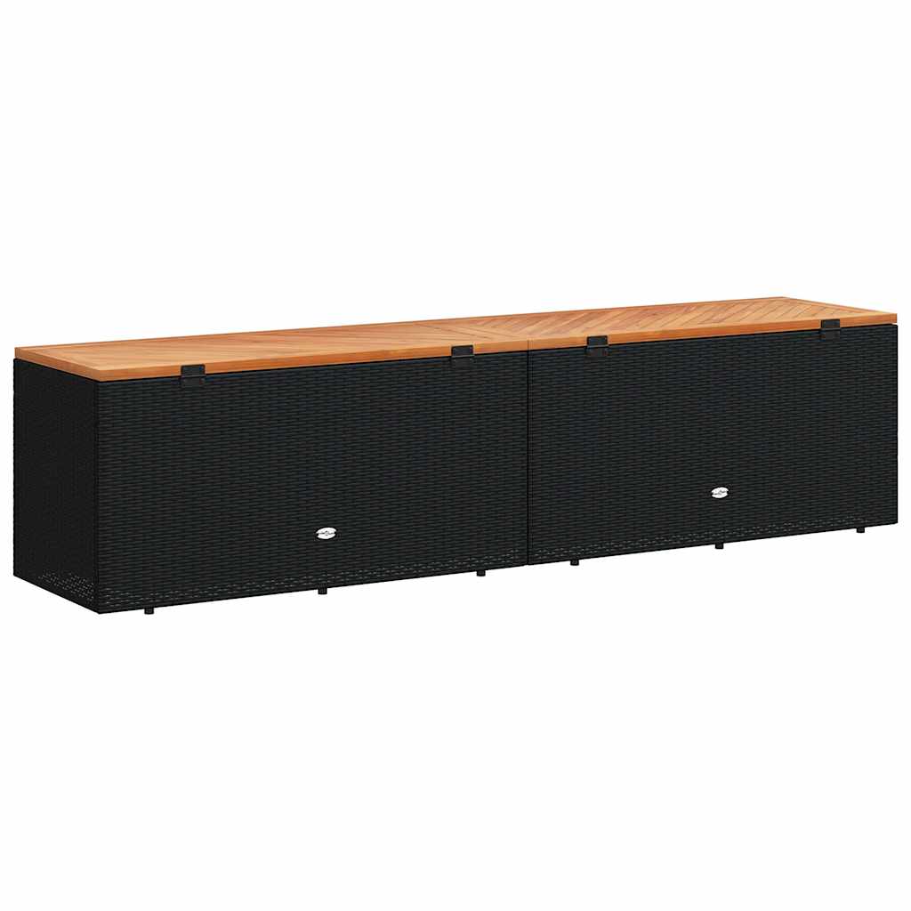 Vrtna kutija za pohranu crna 220x50x54 cm od poliratana i drva