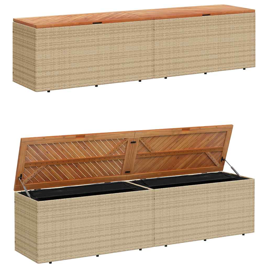 Vrtna kutija za pohranu bež 220x50x54 cm poliratan drvo bagrema