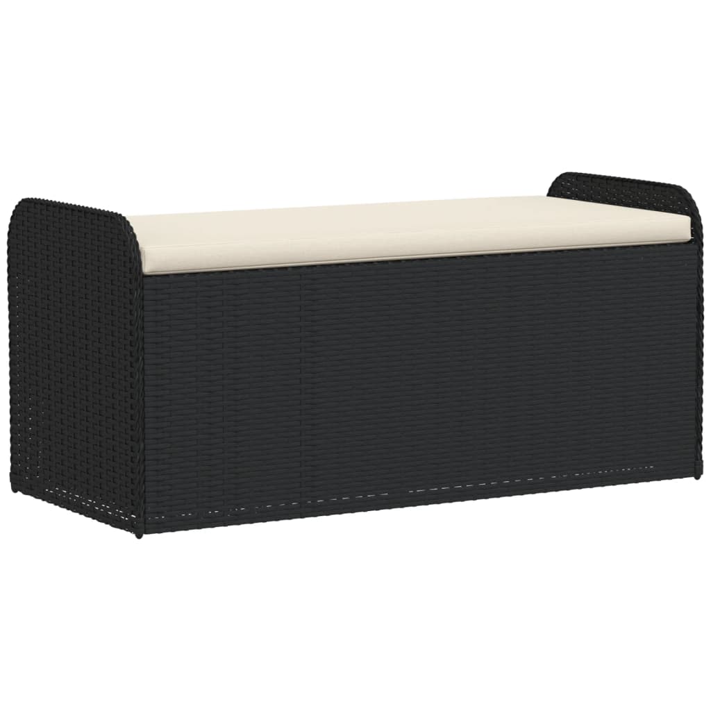 Klupa za pohranu s jastukom crna 115 x 51 x 52 cm od poliratana