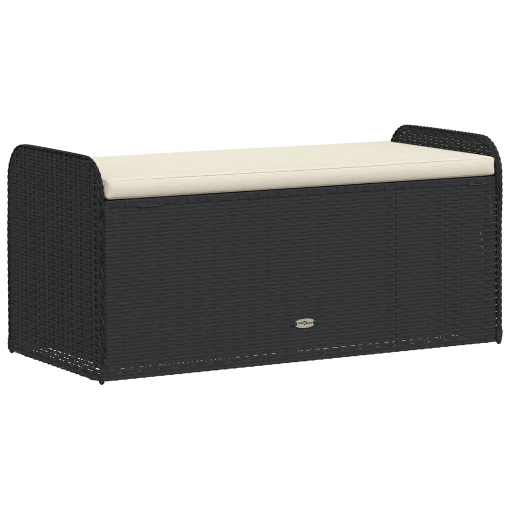Klupa za pohranu s jastukom crna 115 x 51 x 52 cm od poliratana