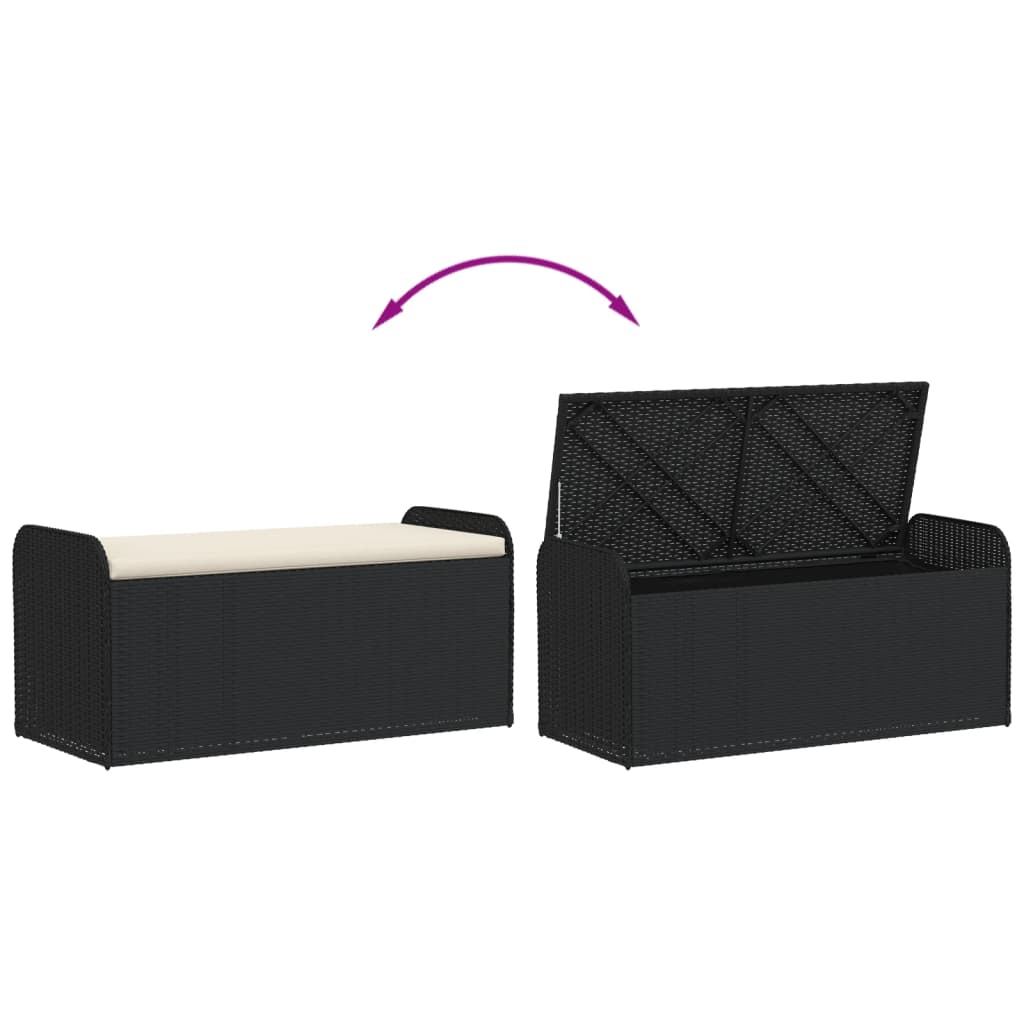 Klupa za pohranu s jastukom crna 115 x 51 x 52 cm od poliratana