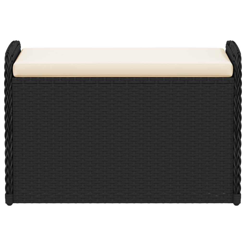 Klupa za pohranu s jastukom crna 80 x 51 x 52 cm od poliratana
