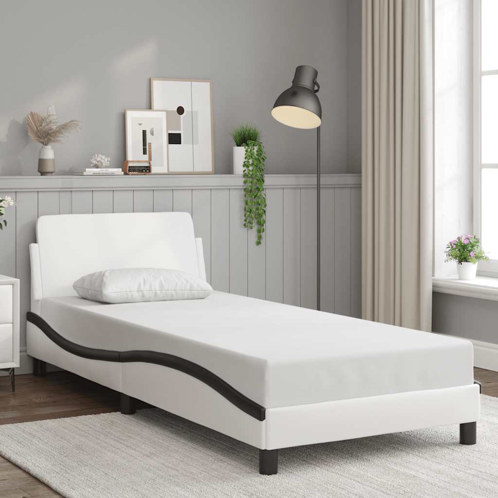 Okvir za krevet Dover crno-bijeli 80x200 cm umjetna koža