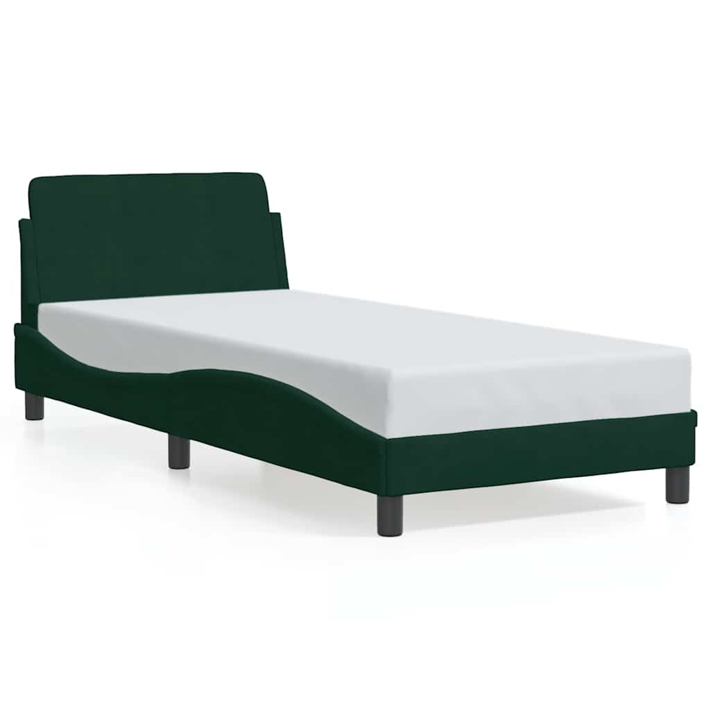 Okvir za krevet Dover tamnozeleni 90x190 cm baršunasti