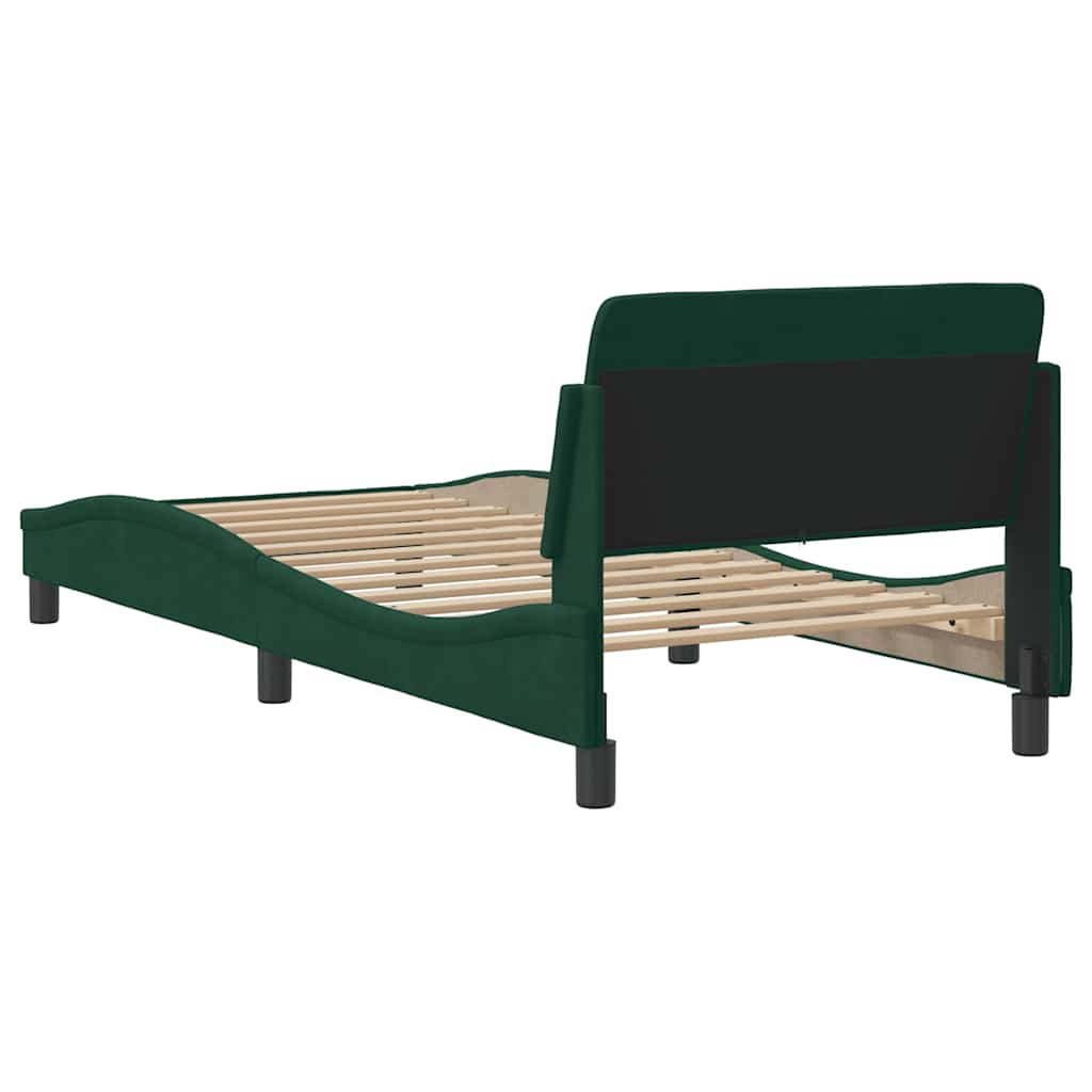Okvir za krevet Dover tamnozeleni 90x190 cm baršunasti