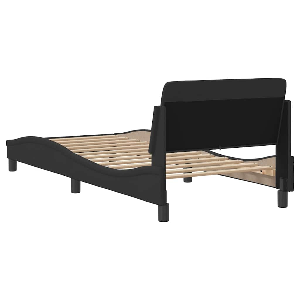Okvir kreveta s uzglavljem Dover crni 90x200cm od tkanine
