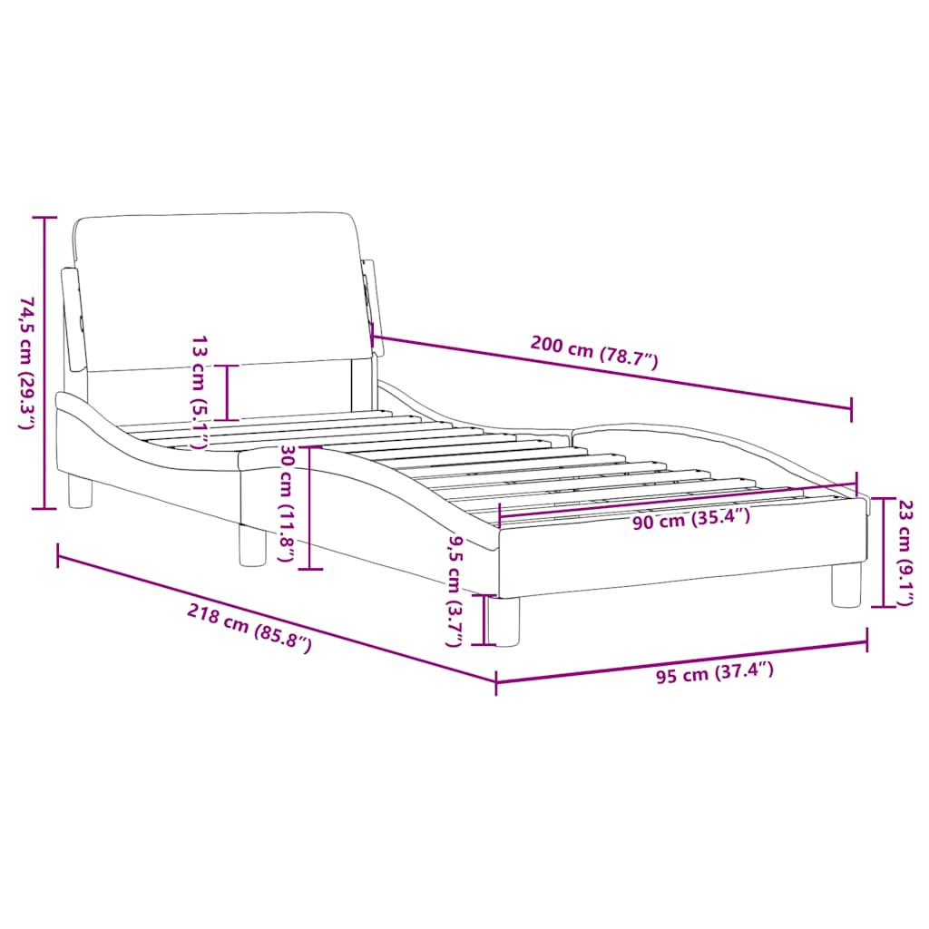 Okvir kreveta s uzglavljem Dover krem 90x200cm od tkanine