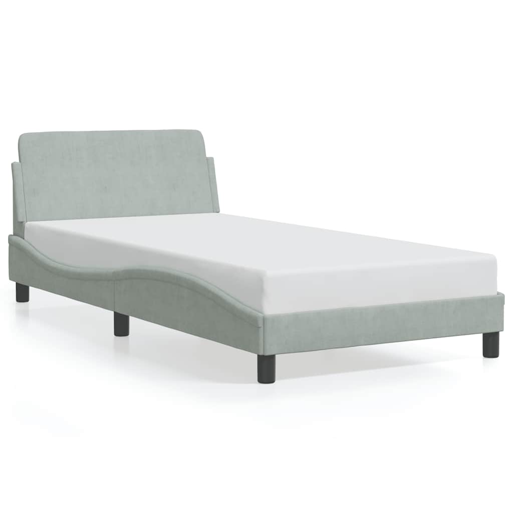 Okvir za krevet Dover svjetlosivi 100x200 cm baršunasti