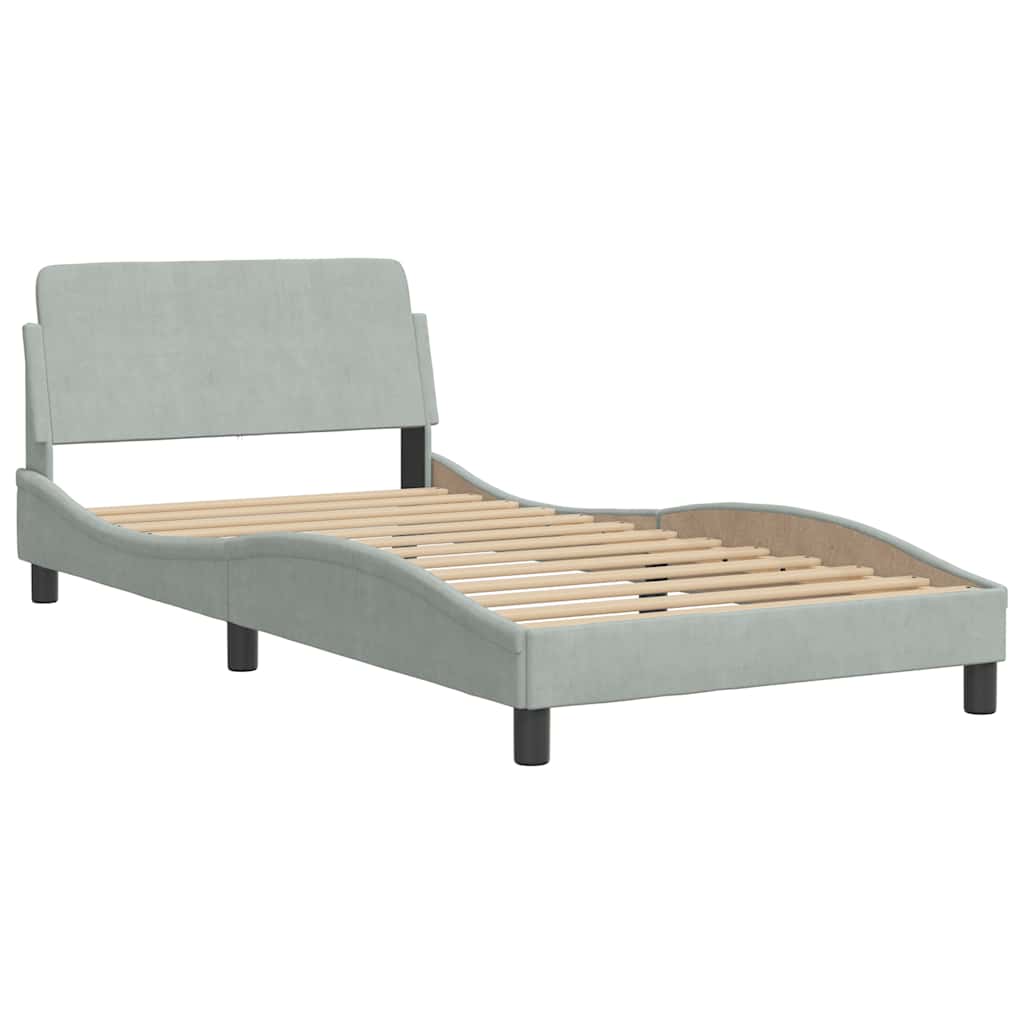 Okvir za krevet Dover svjetlosivi 100x200 cm baršunasti