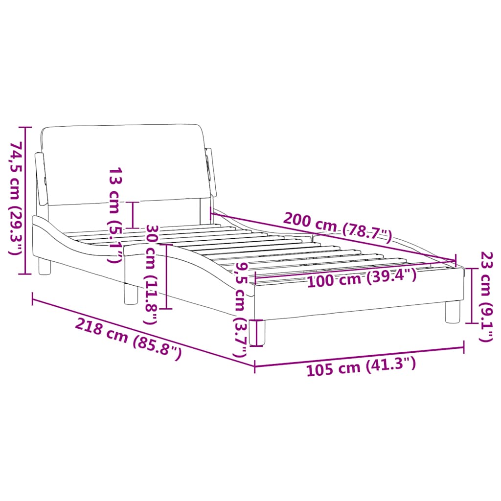 Okvir za krevet Dover svjetlosivi 100x200 cm baršunasti