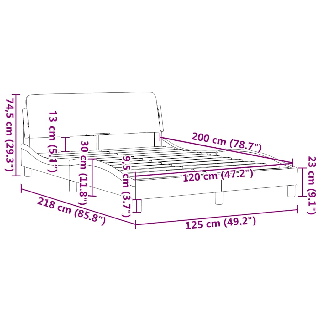 Okvir za krevet Dover tamnosmeđi 120 x 200 cm od tkanine