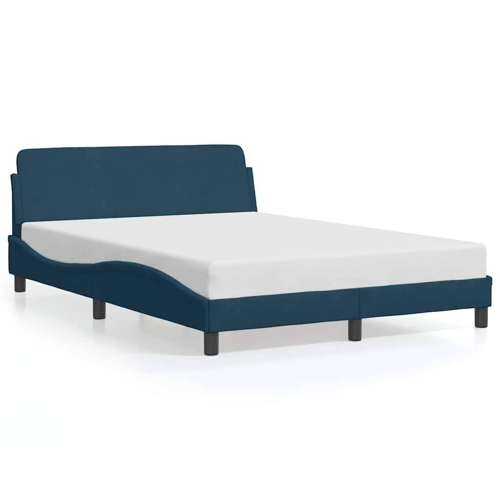 Okvir za krevet s uzglavljem Dover plavi 140 x 190 cm baršunasti