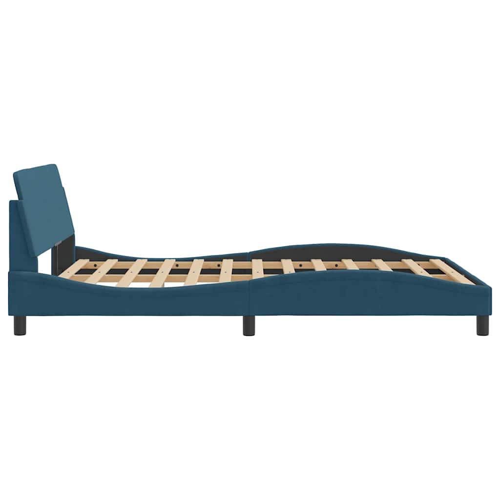 Okvir za krevet s uzglavljem Dover plavi 140 x 190 cm baršunasti