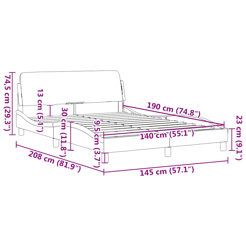 Okvir za krevet Dover cappuccino 140x190 cm umjetna koža