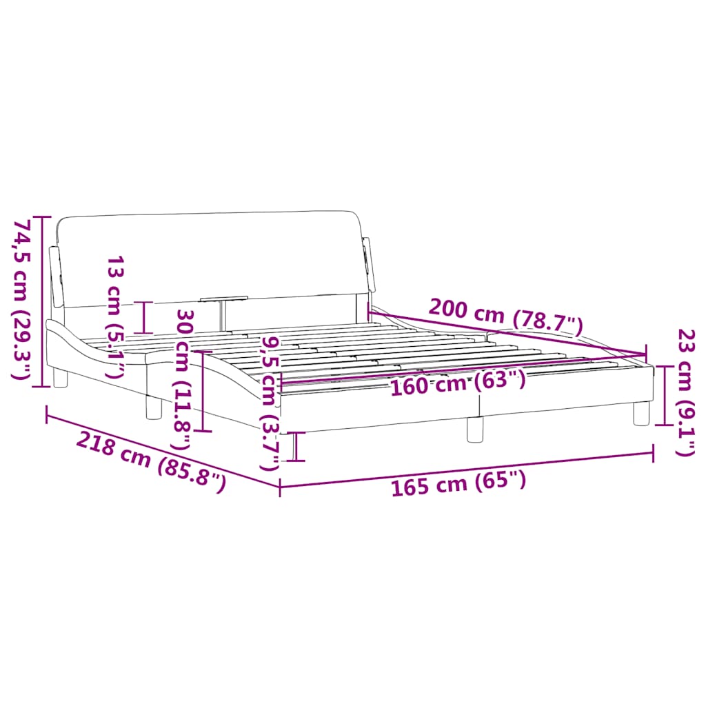 Okvir za krevet Dover crni 160x200 cm od tkanine