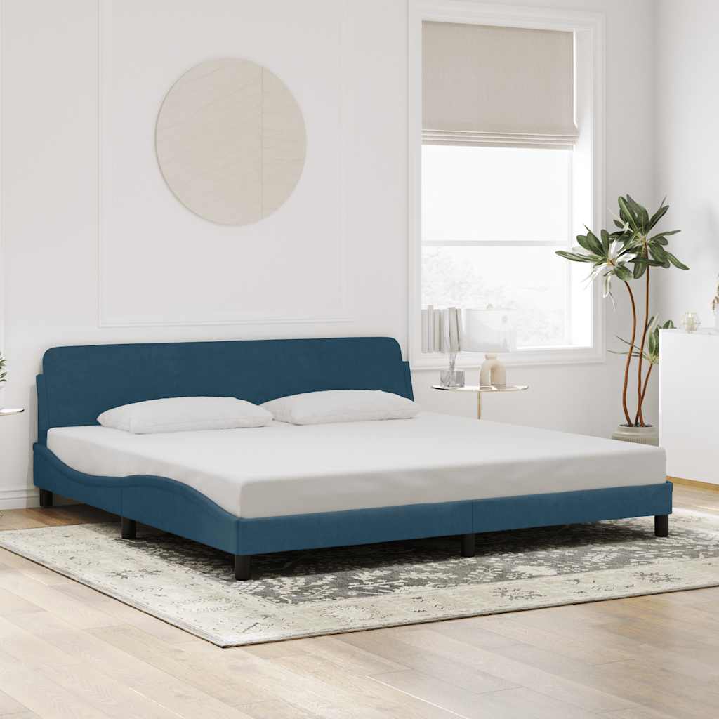 Okvir za krevet Dover plavi 200x200 cm baršunasti