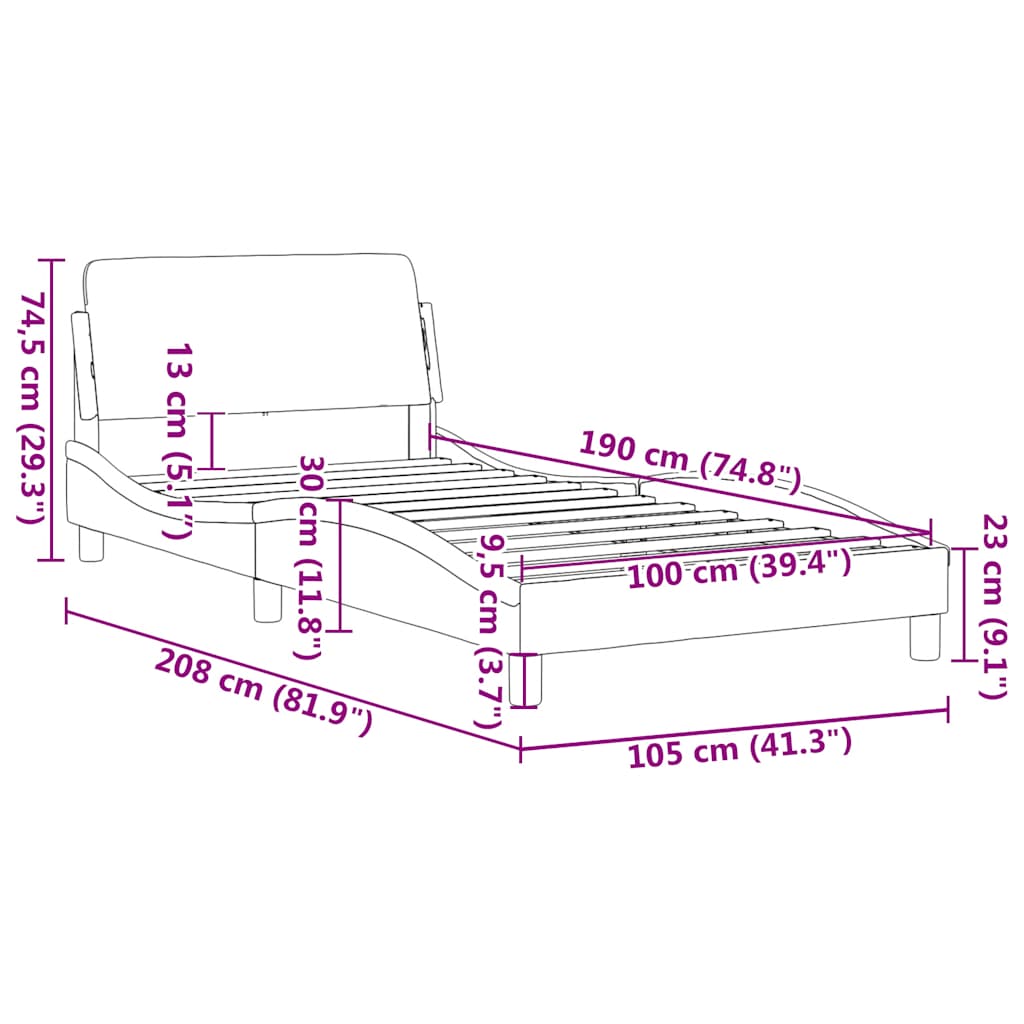 Okvir za krevet Dover crno-bijeli 100 x 190 cm umjetna koža