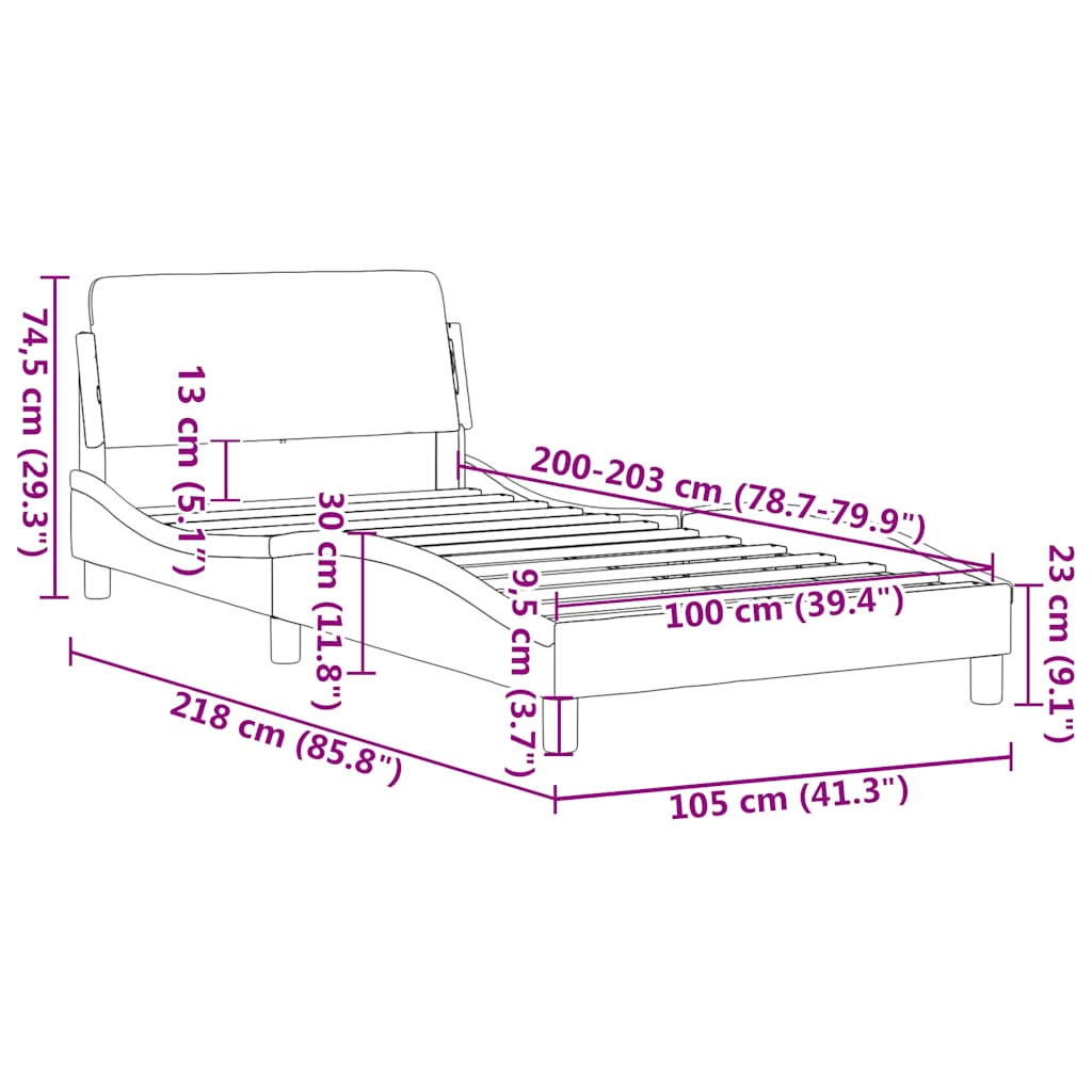 Okvir za krevet Dover svjetlosivi 100x203 cm baršunasti