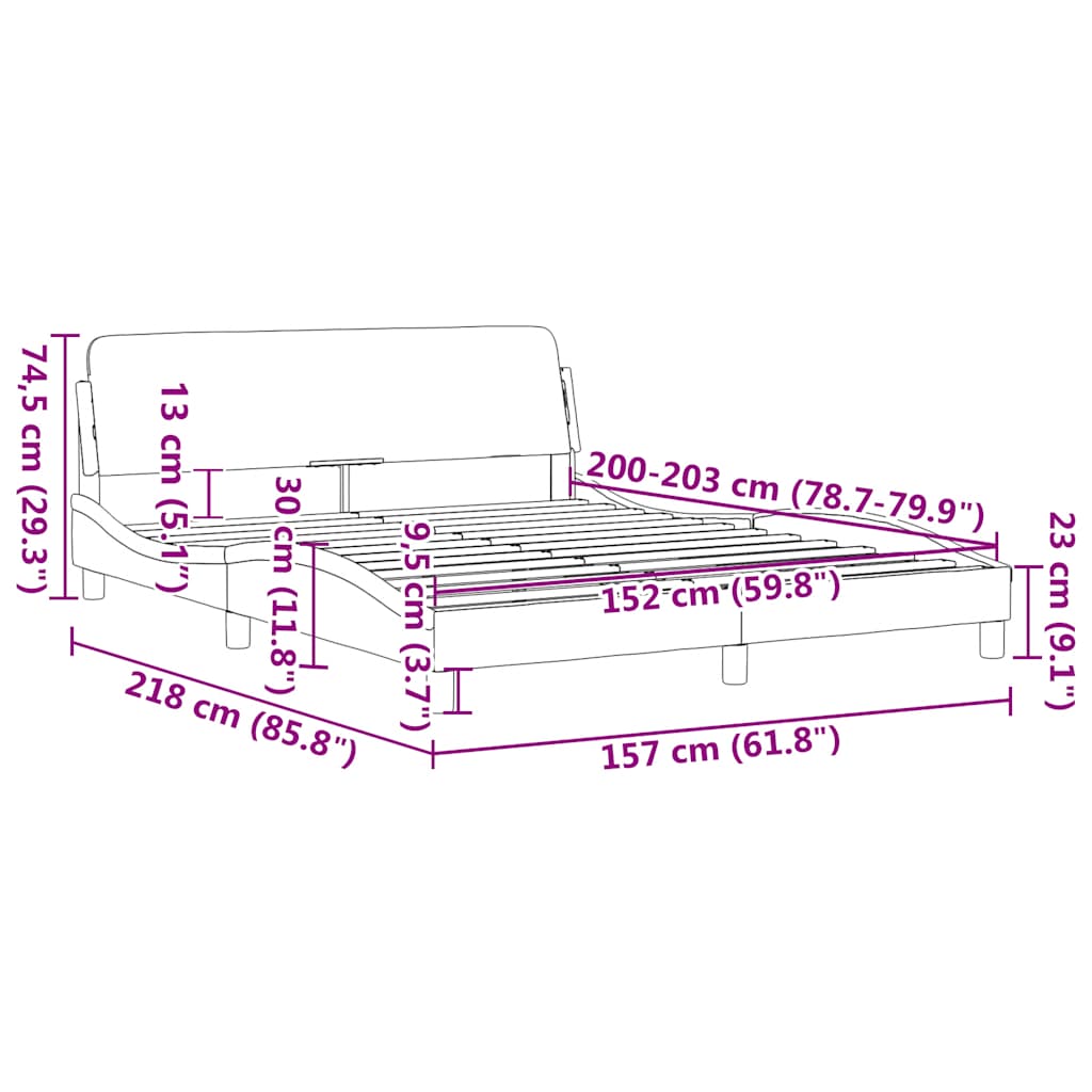 Okvir za krevet Dover svjetlosivi 152x203 cm baršunasti