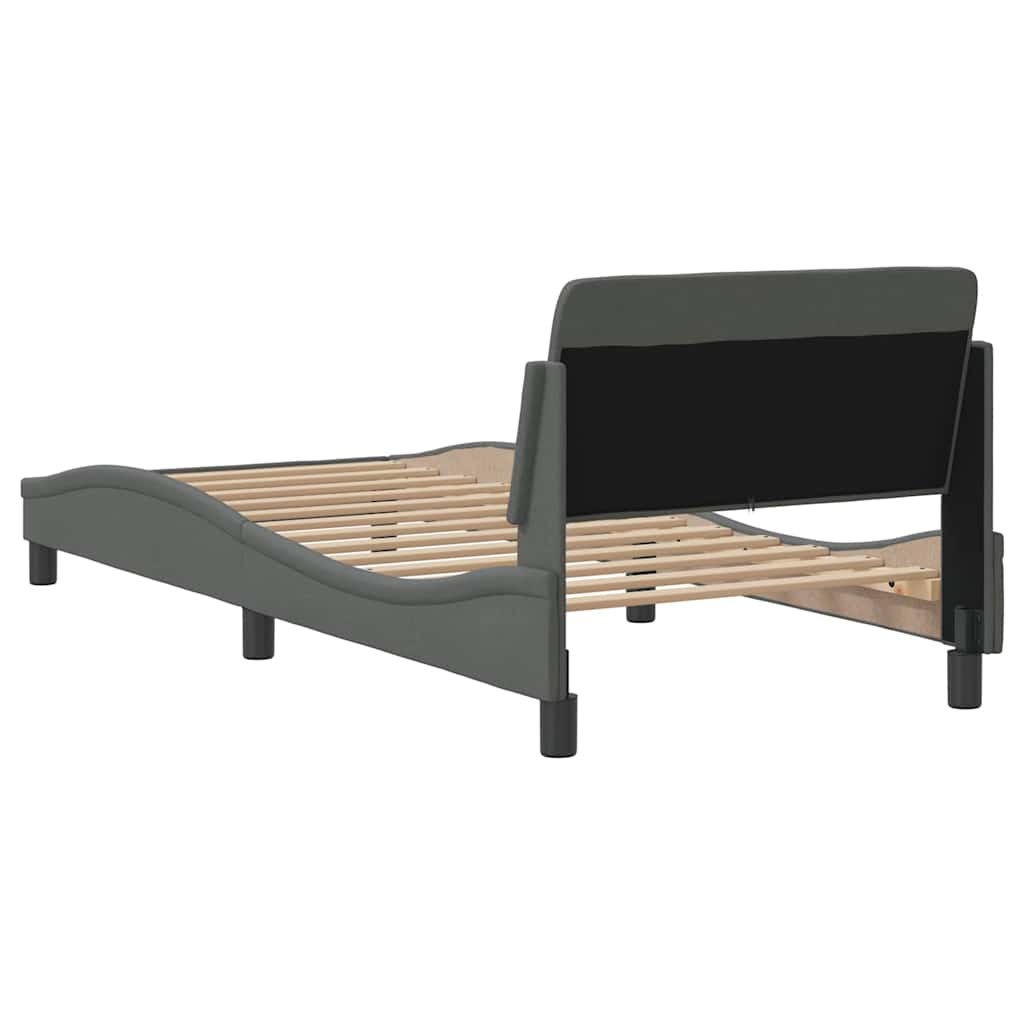 Okvir za krevet Dover tamno sivi 90x190 cm tkanina