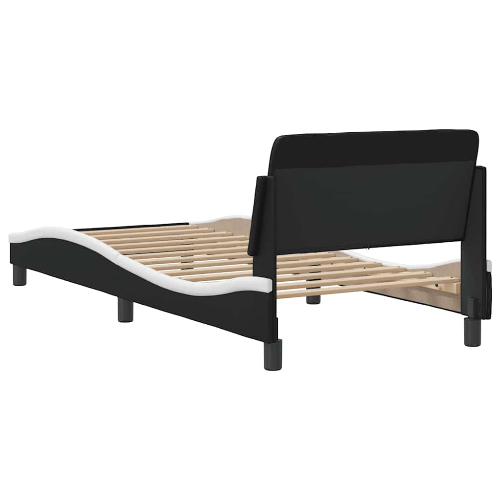 Okvir za krevet Dover crno-bijeli 90x190 cm umjetna koža