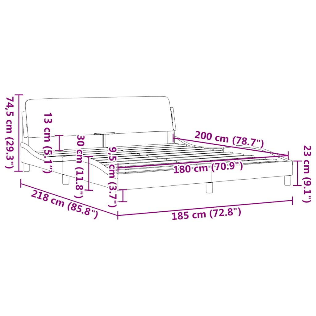 Okvir za krevet Dover crno-bijeli 180x200 cm umjetna koža