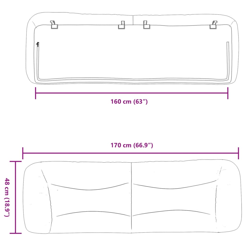 Jastuk za uzglavlje Hvar boja cappuccina 160 cm od umjetne kože