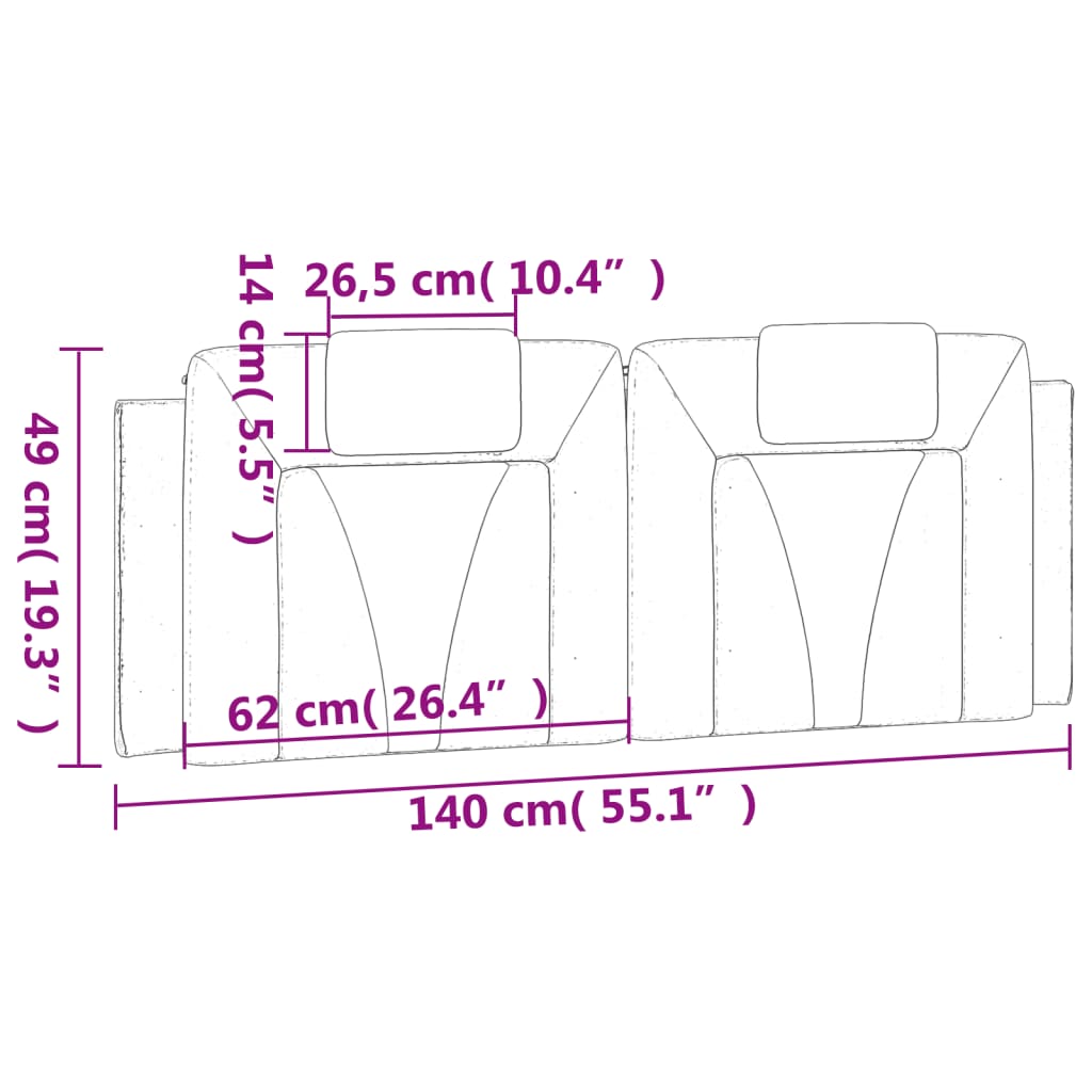 Jastuk za uzglavlje Viana crni 140 cm od umjetne kože