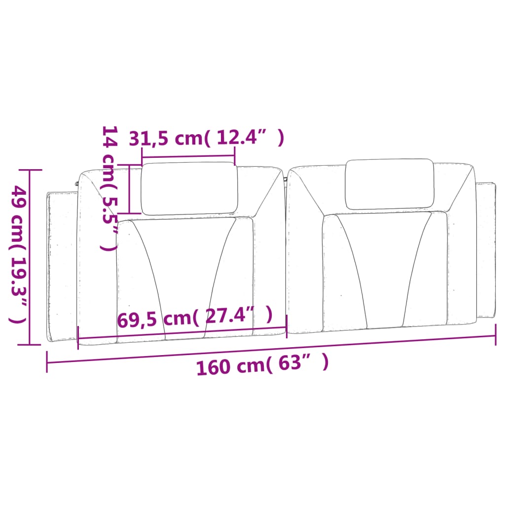 Jastuk za uzglavlje Viana crni 160 cm od umjetne kože