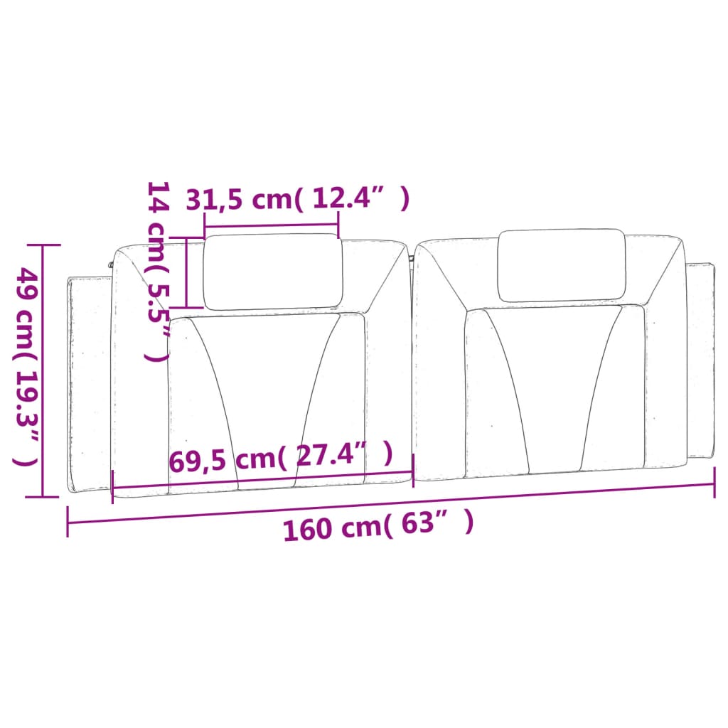 Jastuk za uzglavlje Viana boja cappuccina 160 cm od umjetne kože