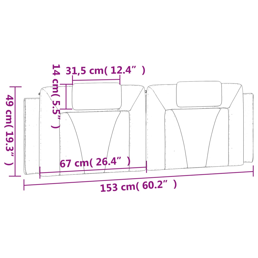Jastuk za uzglavlje Viana crni 152 cm od umjetne kože