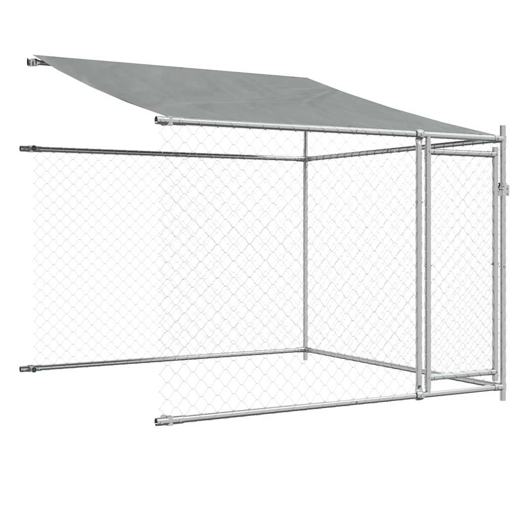 Kavez za pse s krovom i vratima sivi 6x2x2 m pocinčani čelik