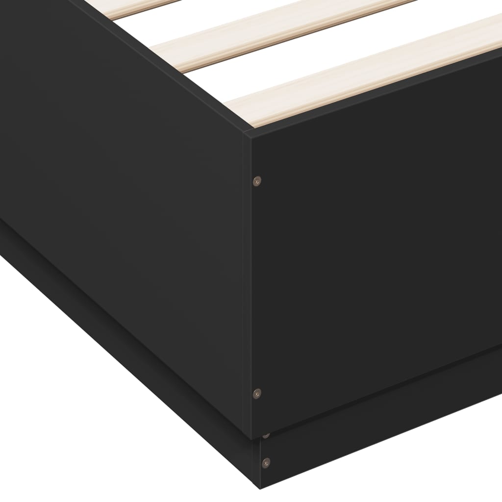 Okvir kreveta s LED svjetlima crni 200x200 cm konstruirano drvo