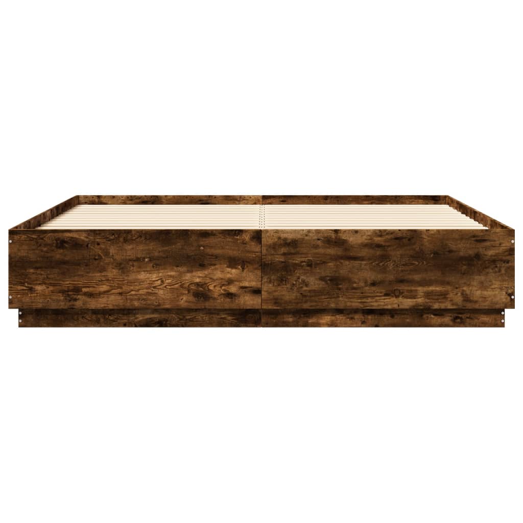 Okvir kreveta s LED svjetlima boja hrasta 200 x 200 cm drveni