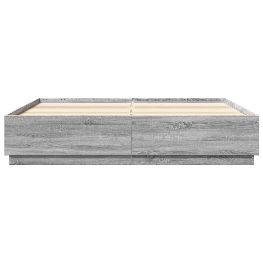 Okvir za krevet s LED svjetlima boja hrasta 180 x 200 cm drveni