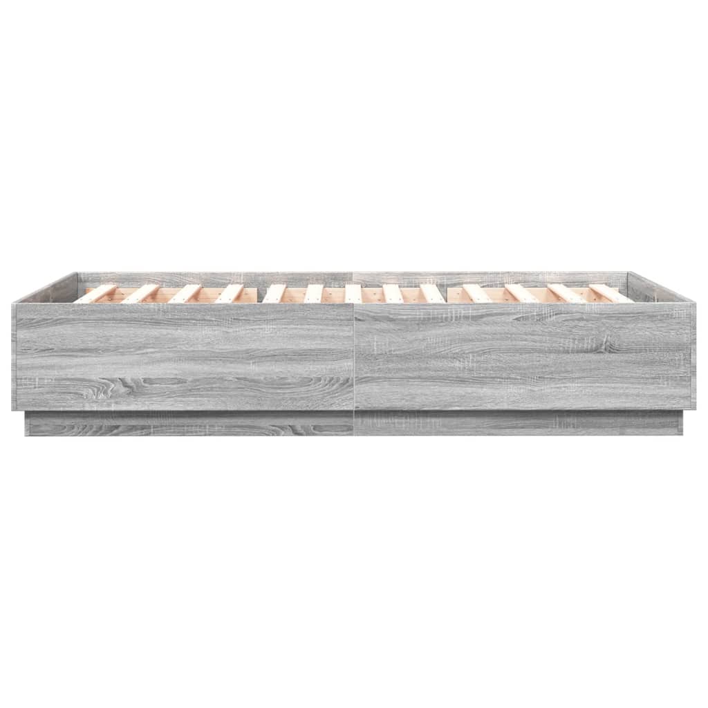 Okvir za krevet s LED svjetlima boja hrasta 160 x 200 cm drveni