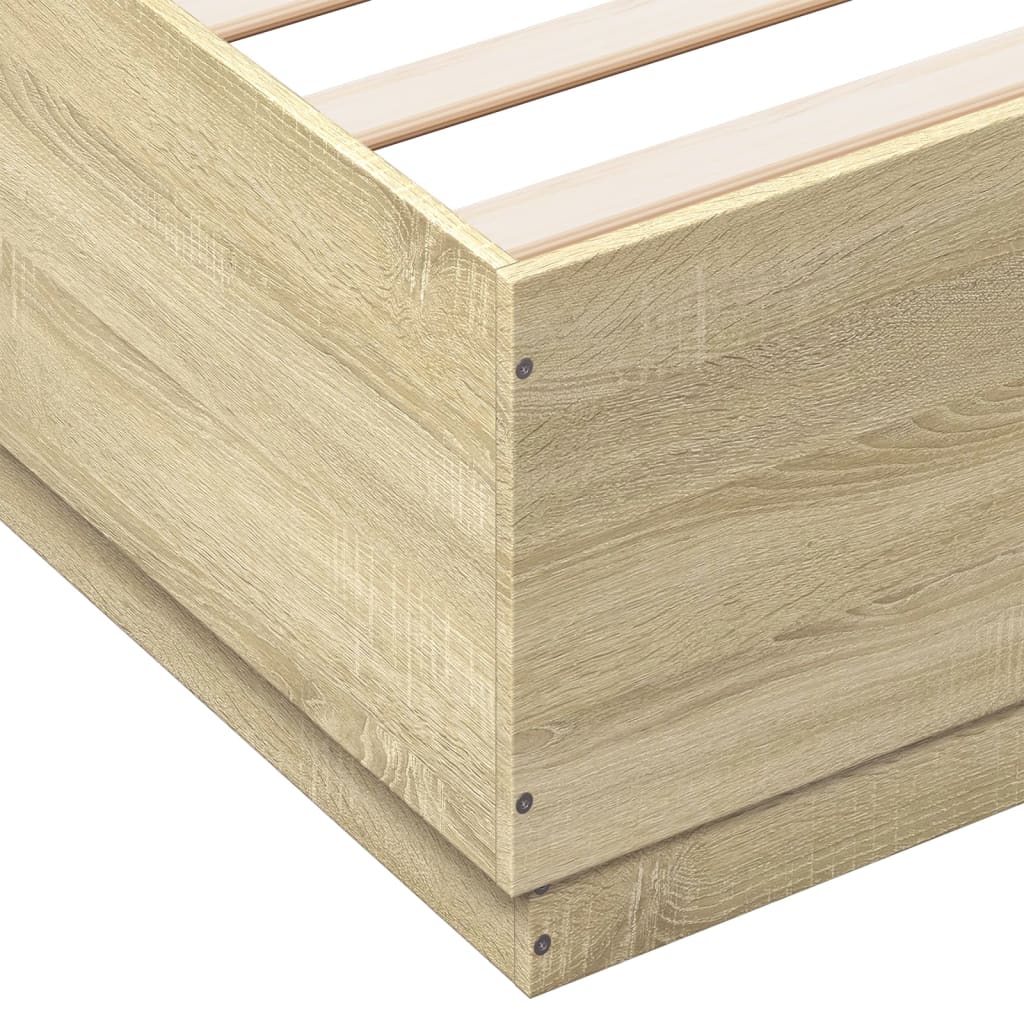 Okvir kreveta s LED svjetlima boja hrasta 150 x 200 cm drveni
