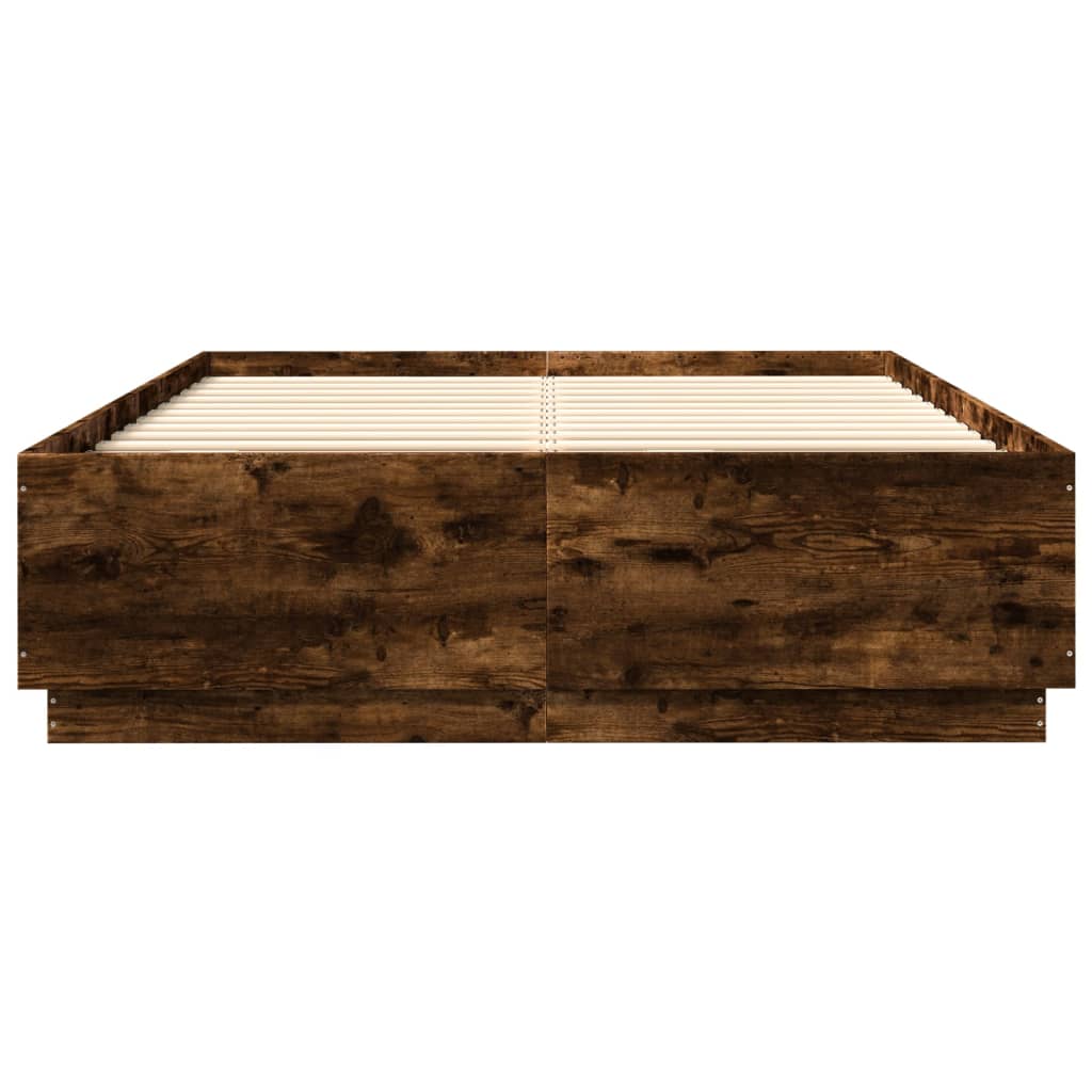 Okvir kreveta s LED svjetlima boja hrasta 150 x 200 cm drveni