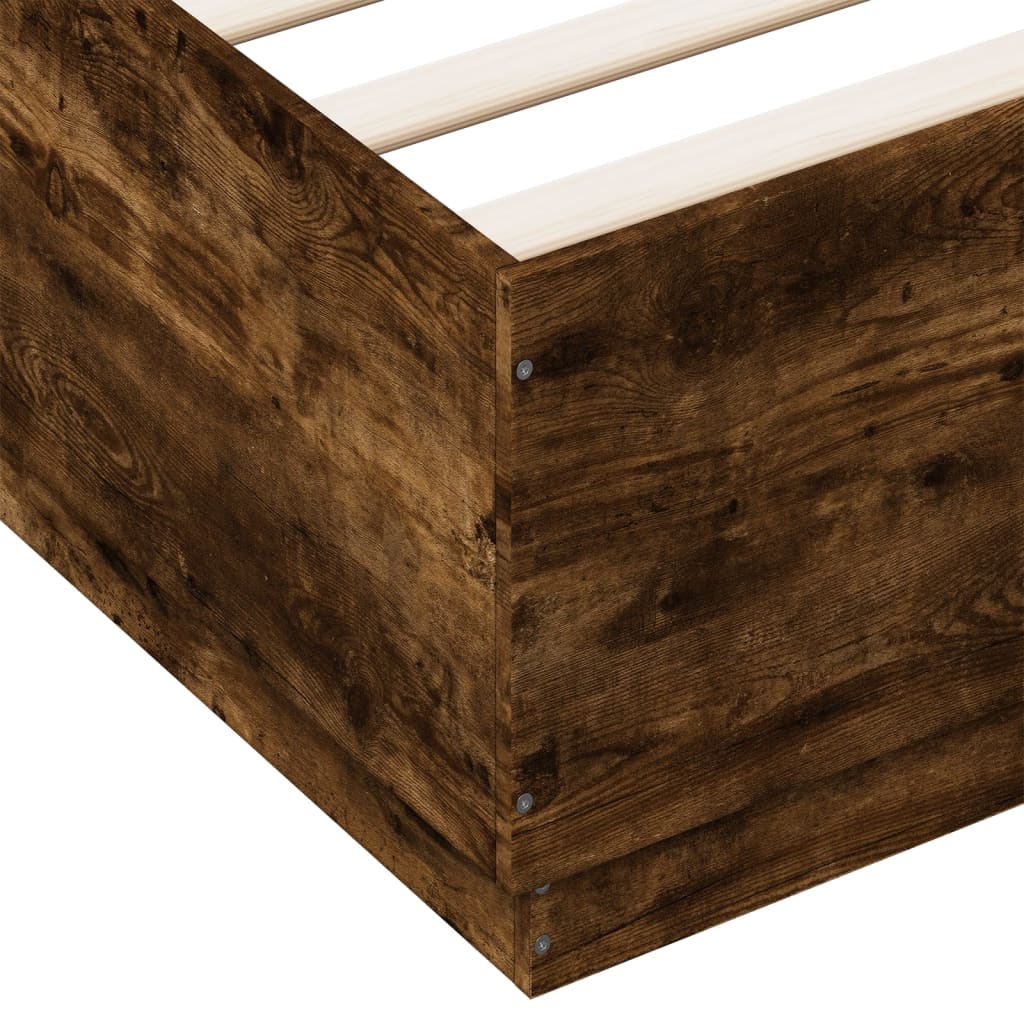 Okvir kreveta s LED svjetlima boja hrasta 150 x 200 cm drveni