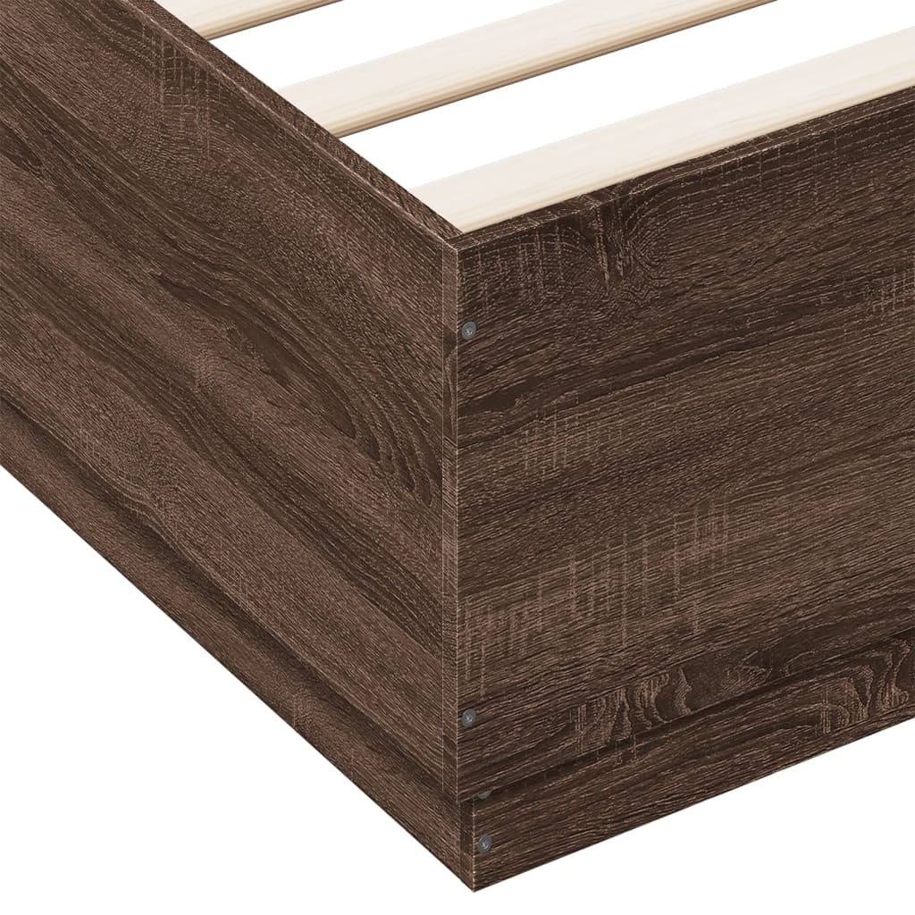Okvir za krevet s LED svjetlima boja hrasta 150 x 200 cm drveni