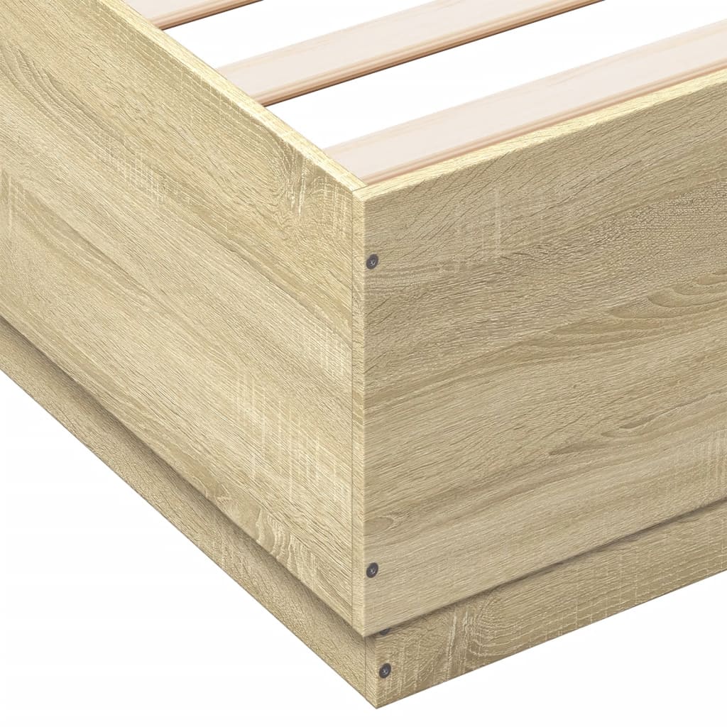 Okvir kreveta s LED svjetlima boja hrasta 140 x 200 cm drveni