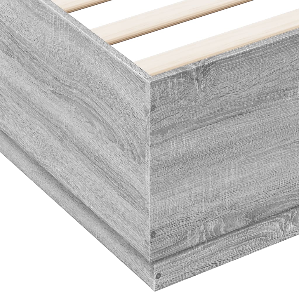 Okvir za krevet s LED svjetlima boja hrasta 140 x 200 cm drveni