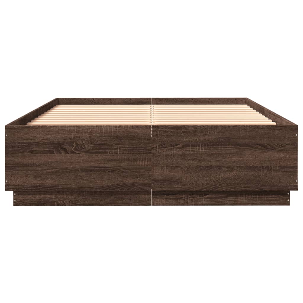 Okvir za krevet s LED svjetlima boja hrasta 120 x 200 cm drveni